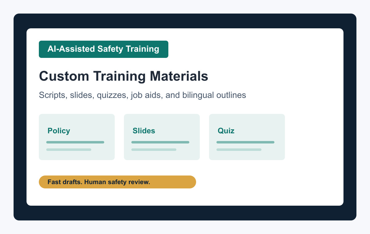 AI-assisted custom safety training materials preview